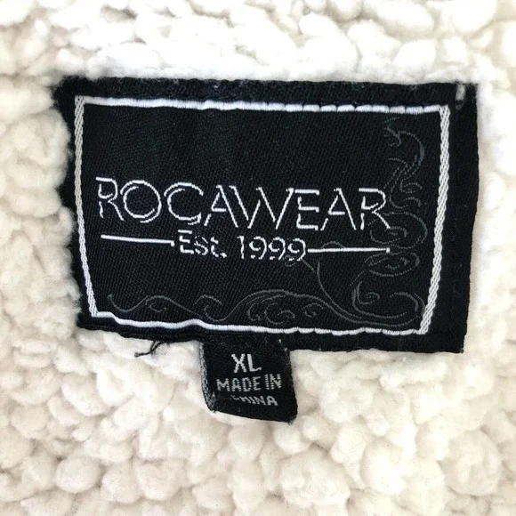 Rocawear Women's Sherpa Hoodie Jacket XL Faux Fur Lined Cotton Fleece Full Zip - Picture 4 of 13